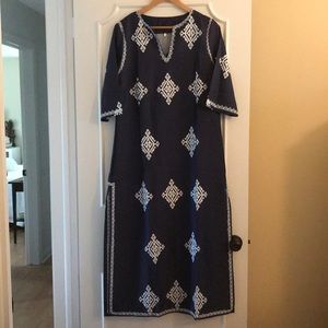 NWOT Boho Navy Printed Maxi Caftan